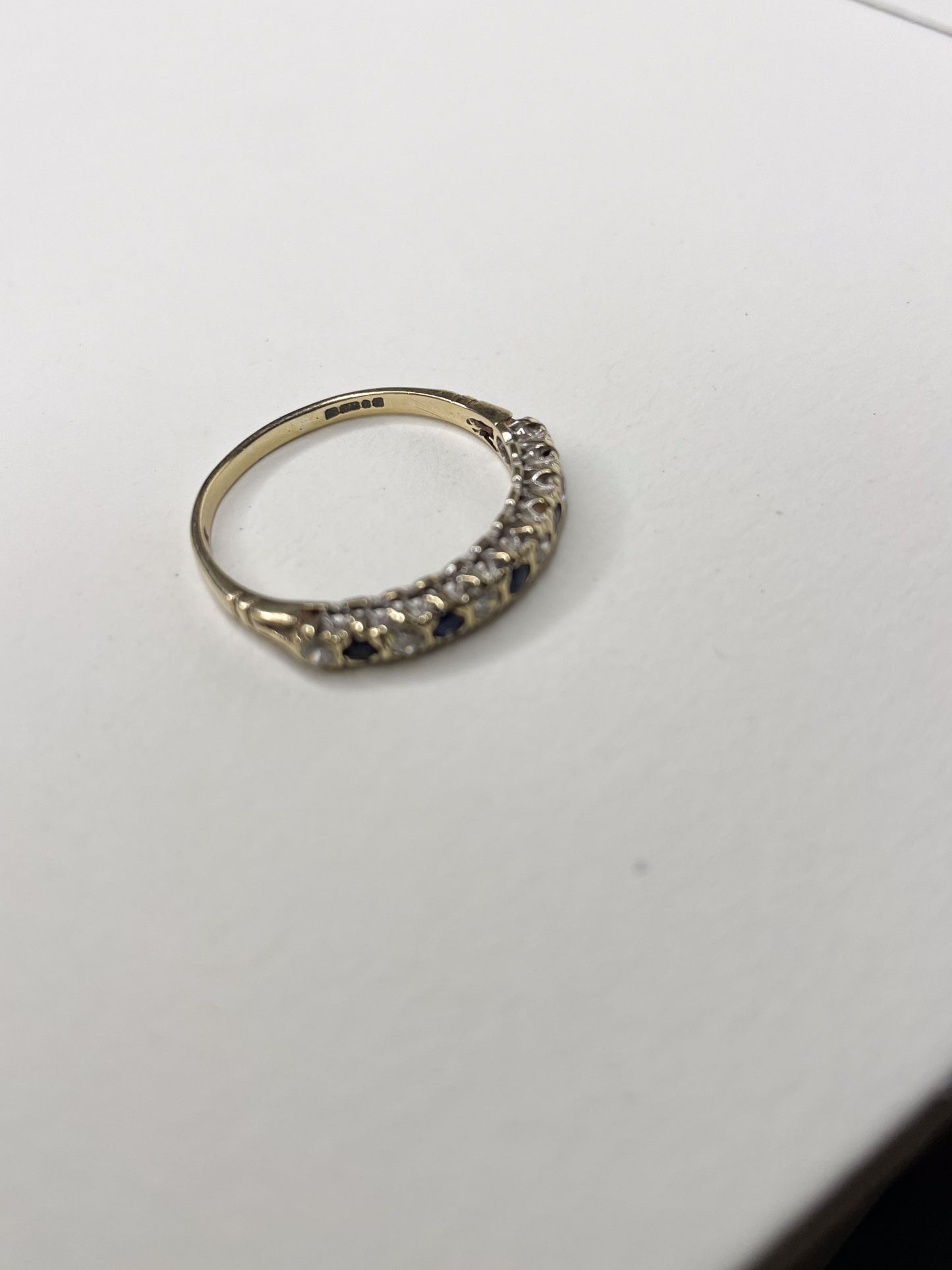 Blue Sapphire & White Glass Ring
