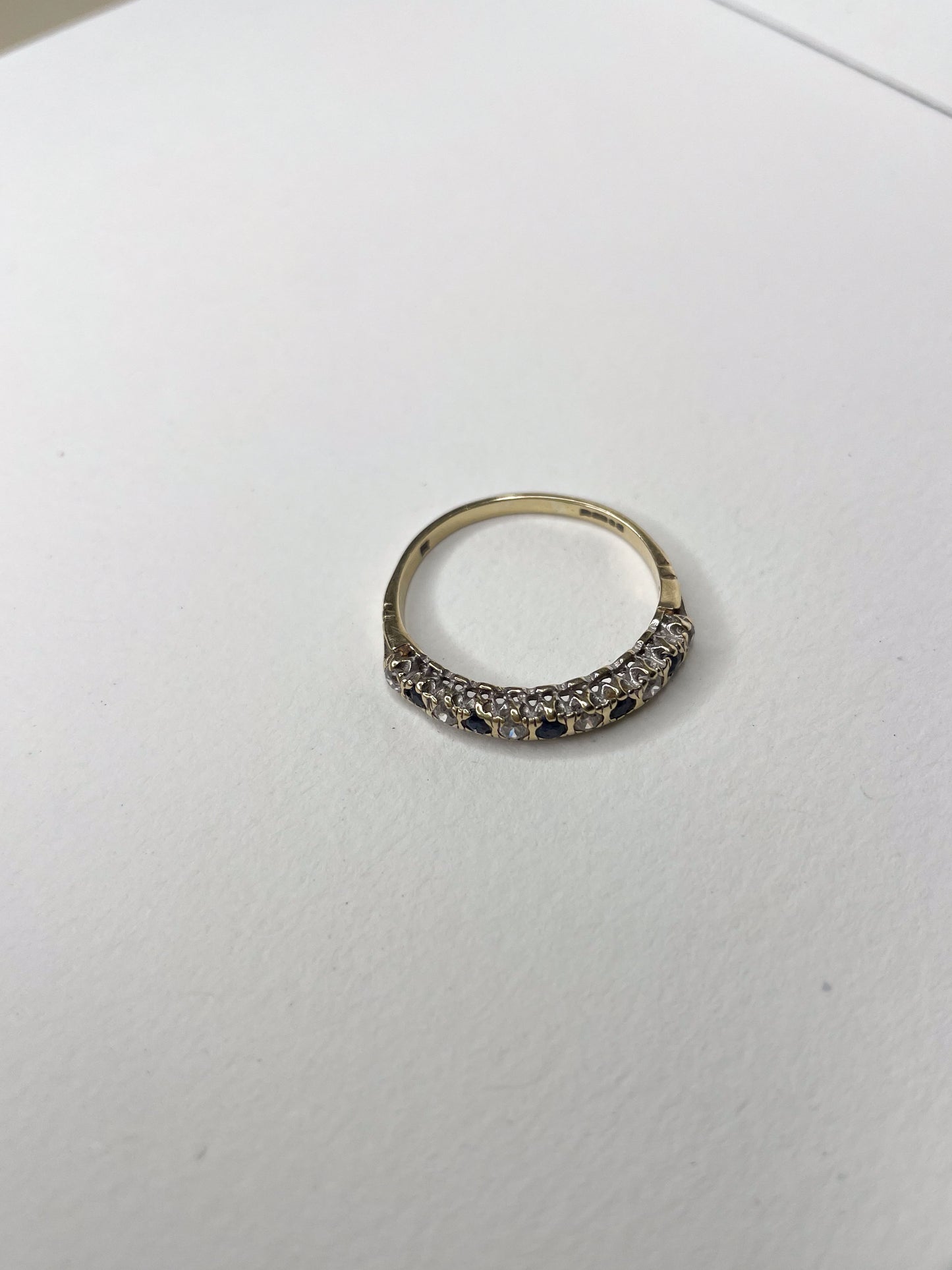 Blue Sapphire & White Glass Ring