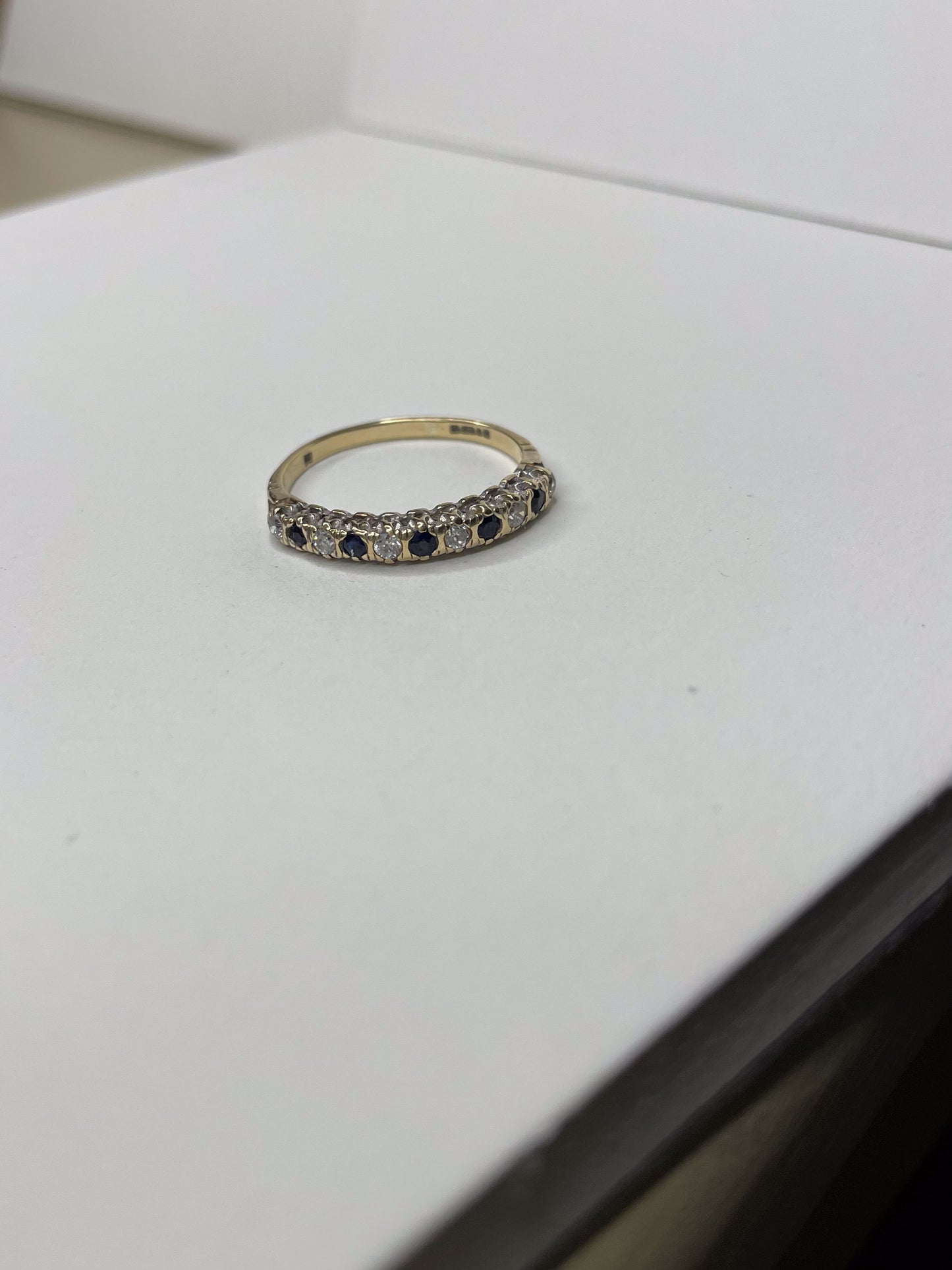 Blue Sapphire & White Glass Ring
